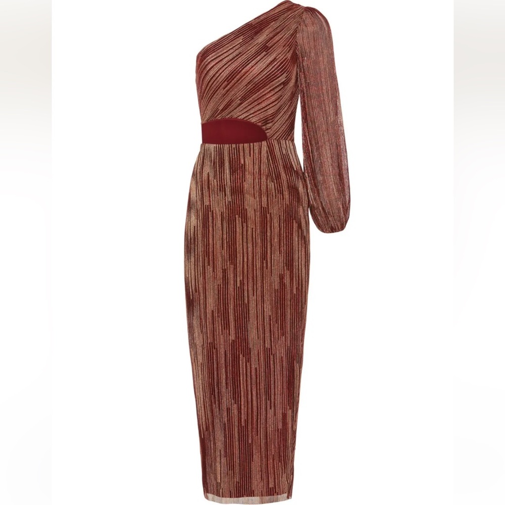 Saylor 
Laia Dress Elegant One-Shoulder Brown Dress size XS